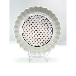 Vintage Copco 1982 Fine Porcelain Pie Quiche Scalloped Baking Dish 10"
